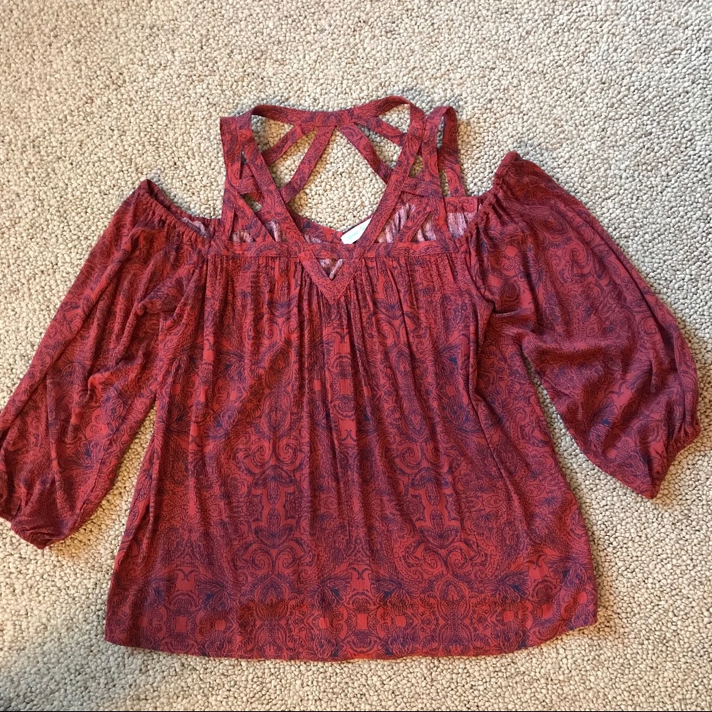 Grace & Lace Cut Out Cold Shoulder Top
